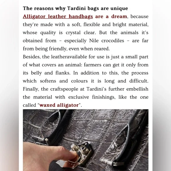 Tardini genuine alligator purse